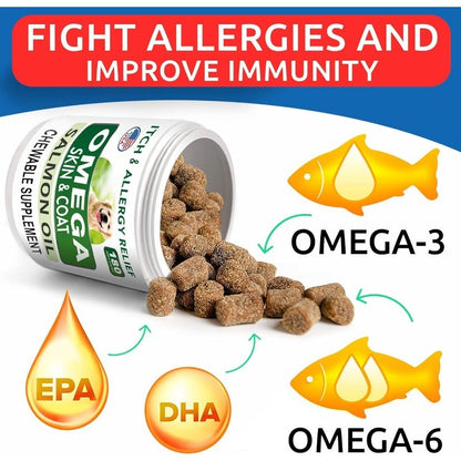 Omega 3 for Dogs with Salmon Oil for Healthy Skin & Coat and Joint Support