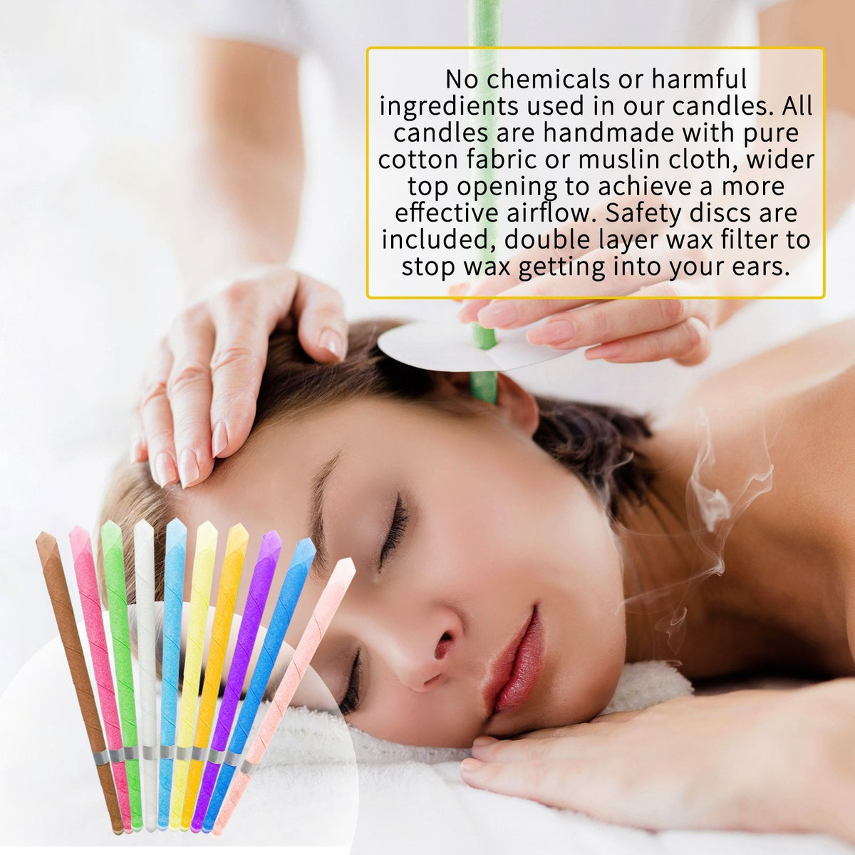 6-Pack（5Box/set) Beeswax Ear Candles Conical Horn for Relaxation Ear Cleaning