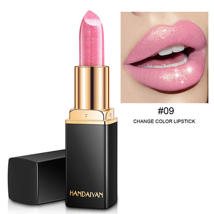 Color-Changing Pearl Lipstick Glitter Shine Metallic Gold Plated Waterproof