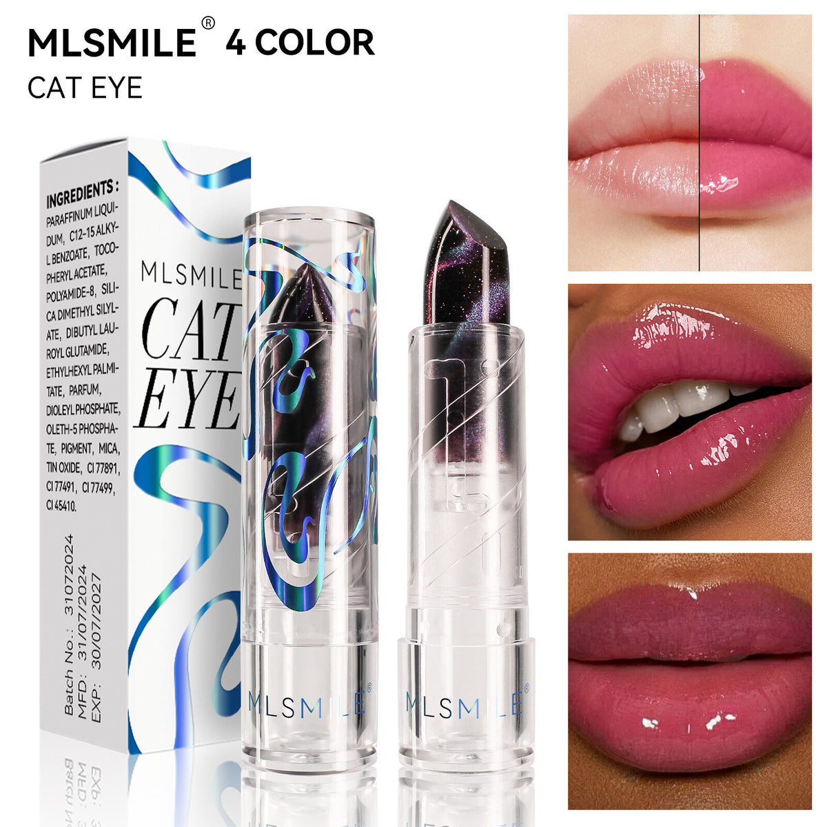3 Colors Galactic Pattern Lipstick Color-Changing Shine Non Stick Cup Cat Eye
