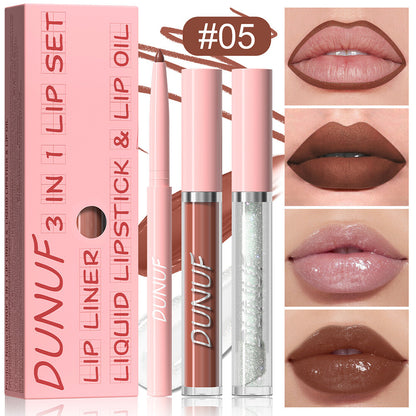 3-in-1 Lip Liner + Lips Gloss + Lip Oil 💄 Matte & Shimmer 🌸 Long Lasting