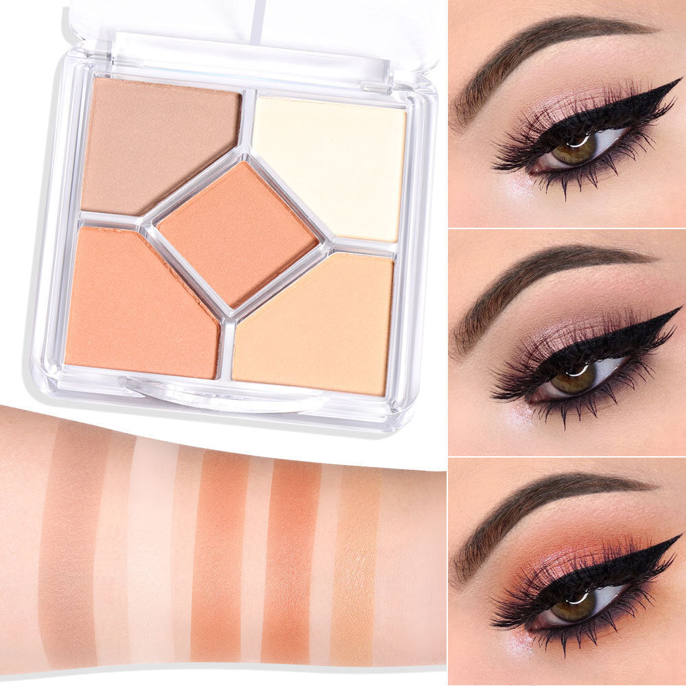 5-Color Eye Shadow Palette - Matte & Shimmer, Blendable, No Fallout Eyeshadow