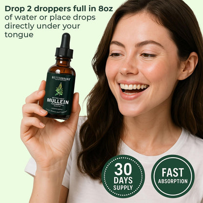 Betterbrand Mullein & Chlorophyll Drops for Lung Detox & Respiratory Support