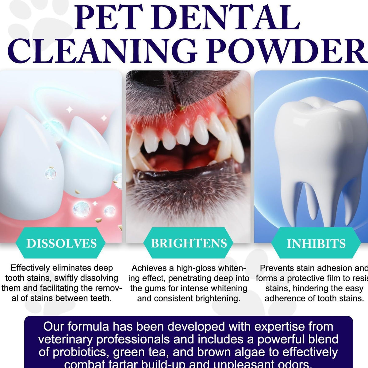 Dog Dental Care Powder Reduces Plaque Tartar and Bad Breath for Oral Health