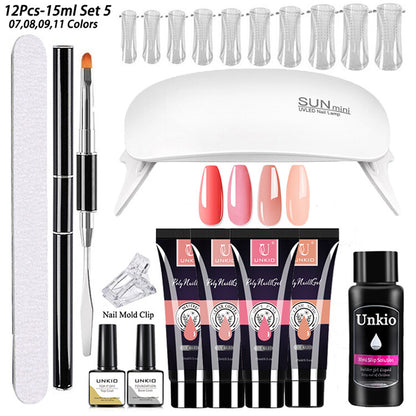 Poly Nail Gel Set 6W LED Lamp Full Manicure Quick Extension Nails Building Tool
