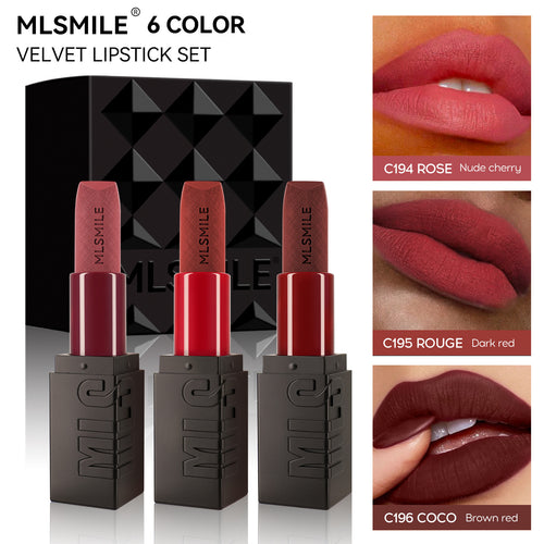 3Colors/set Matte Velvet Lip Gloss Non-Stick Cup Waterproof Red Lipstick Makeup