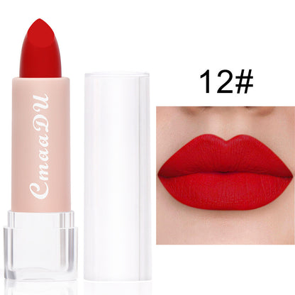 15-Color Matte Lipstick - Waterproof, Long-Lasting, Non-Stick Vegan