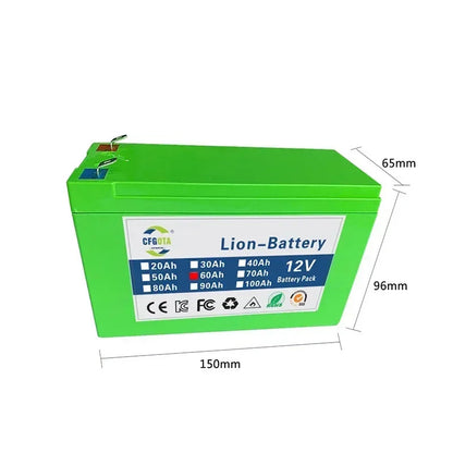 12V 50Ah Rechargeable Li-ion Battery w/ BMS & Display for Kid Scooters