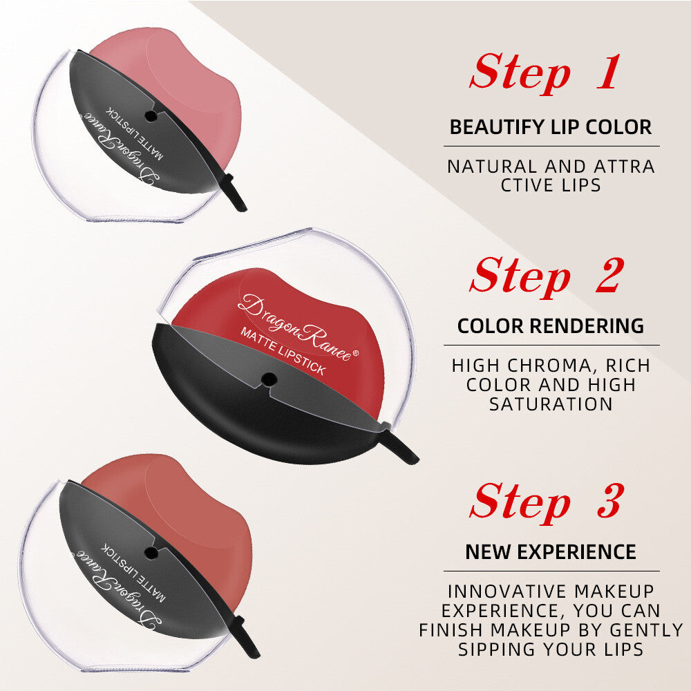 Lip-Shaped Matte Velvet Lipstick - Long Lasting Red (Easy Apply) Waterproof