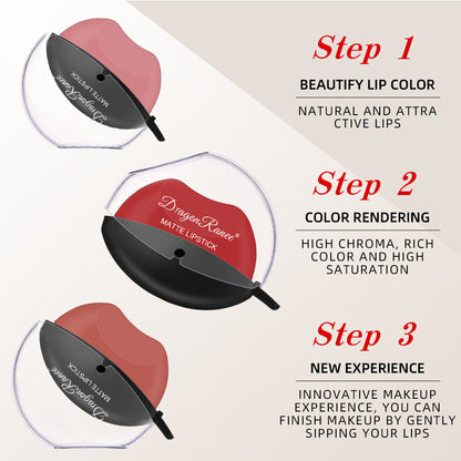 Lip-Shaped Matte Velvet Lipstick - Long Lasting Red (Easy Apply) Waterproof