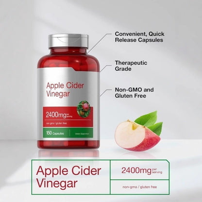 Apple Cider Vinegar Capsules with The Mother for Weight Loss Detox 150 Caps