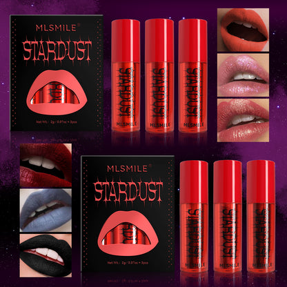 3pc/box Iridescent Lip Gloss Set Velvet Matte Pearl Shine Lipstick for women