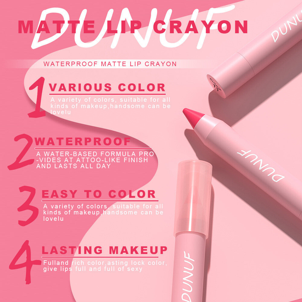18-Color Matte Lip Pencil Gloss - Waterproof Long Lasting Smudge Proof Non-Stick
