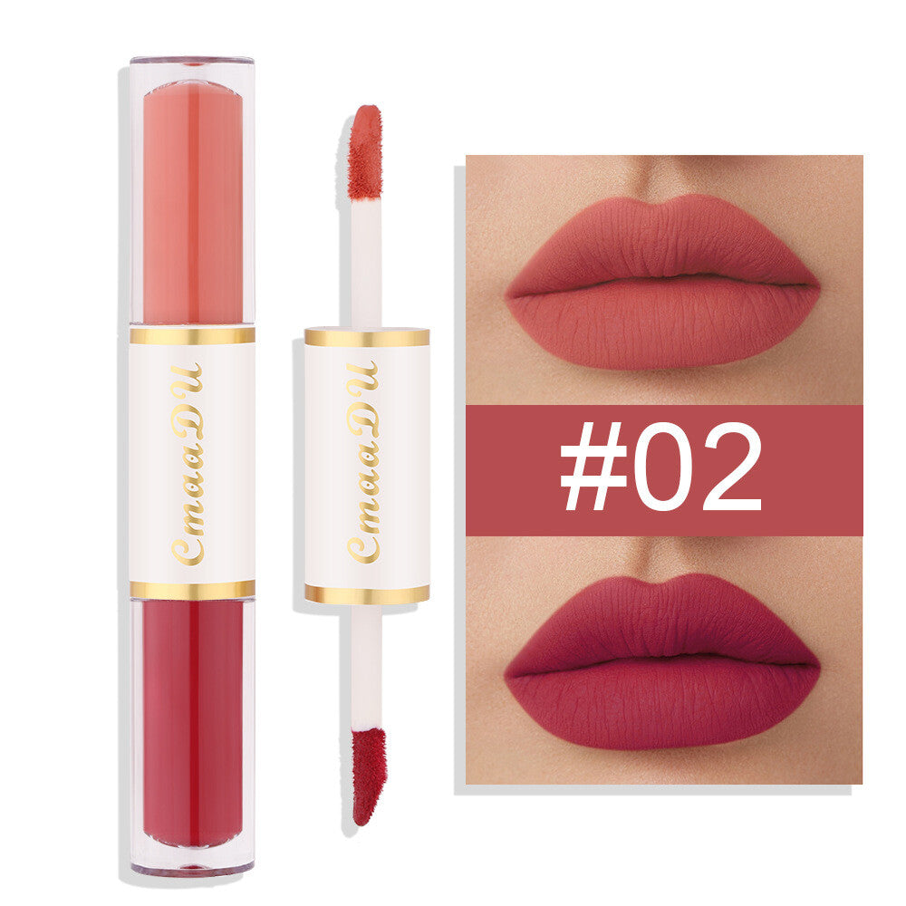 2-in-1 Double Ended Matte Lip Gloss Lipstick - Long Lasting, Waterproof