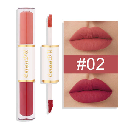 2-in-1 Double Ended Matte Lip Gloss Lipstick - Long Lasting, Waterproof