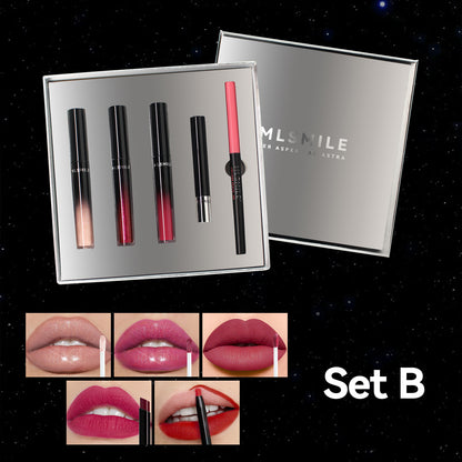Sliver Gift Box 5PCS/set Matte Waterproof Long Lasting Lip Gloss Makeup