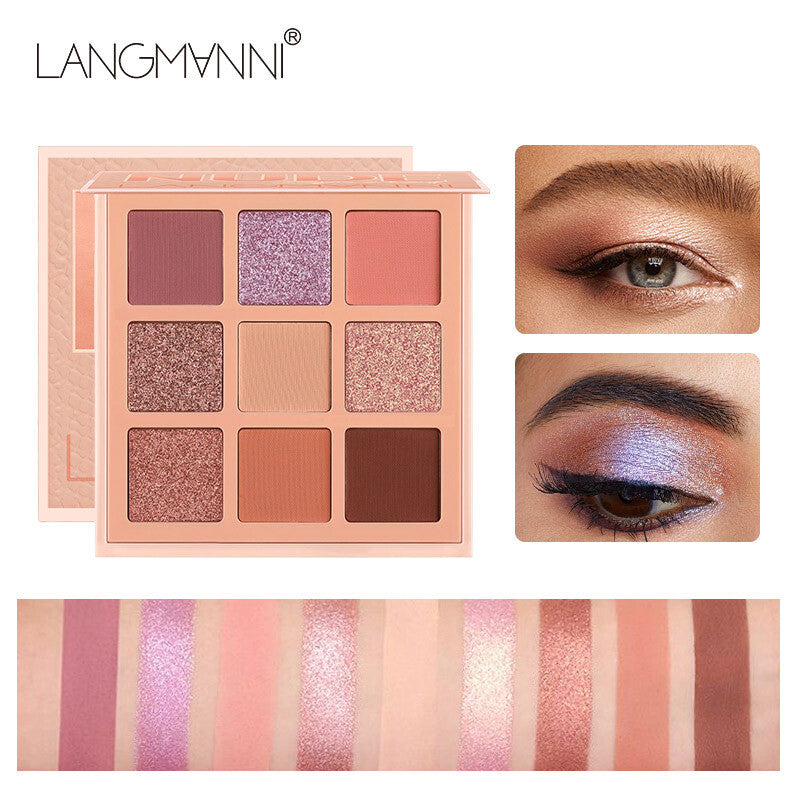 9-Color Eye Shadow Palette - Matte & Shimmer, Longwear, No Fallout Eyeshadow