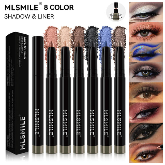 Shimmer Eye Shadow Stick Shine Eyeliner Waterproof Smudge-Proof with Sharpener