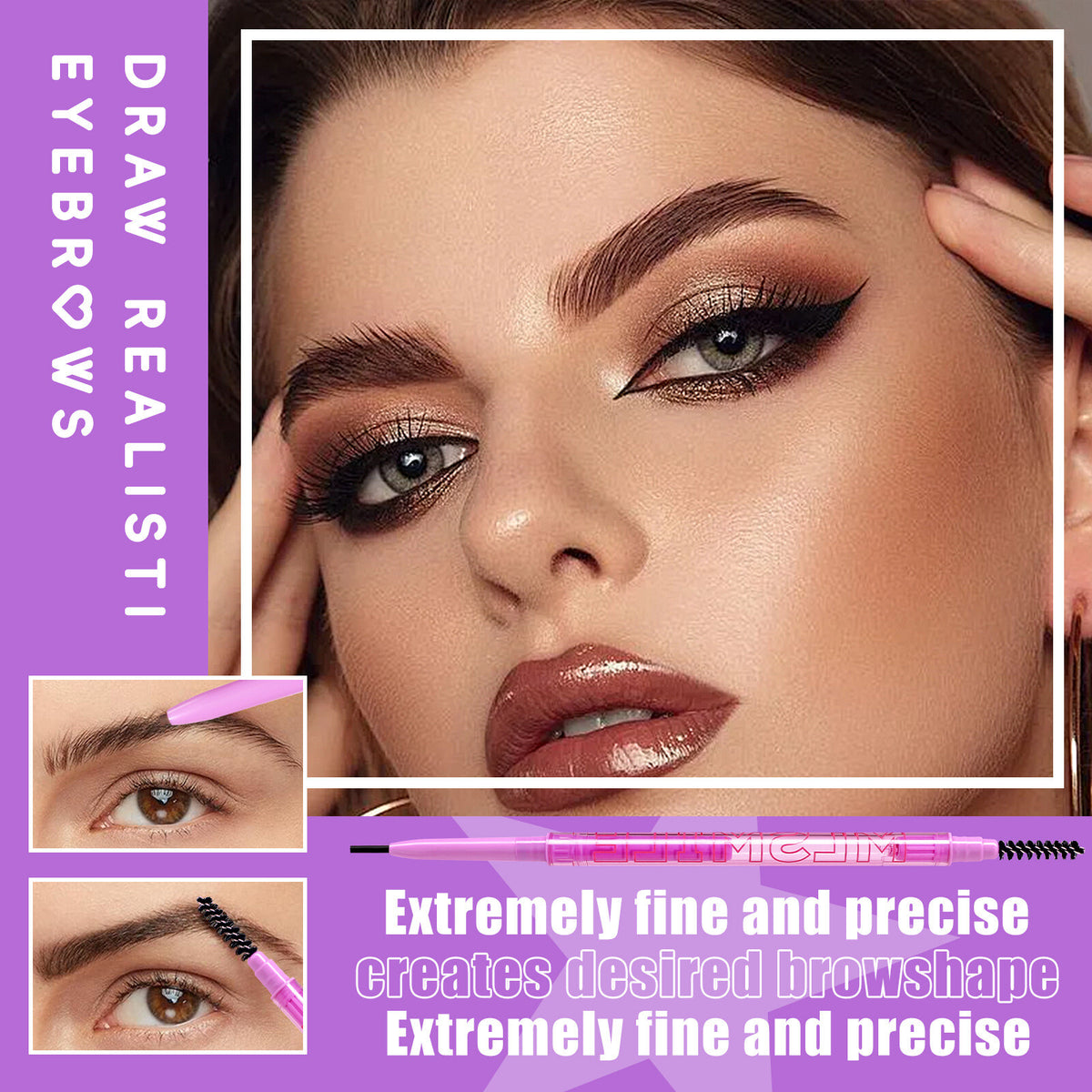 Ultra-Fine Dual Brow Pencil Eyebrow Liner Waterproof Smudge-Proof Natural
