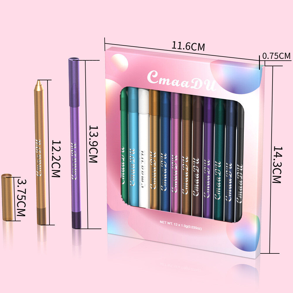 12 Colors Lying Silkworm Pen Eye Shadow Eyeliner Pen Waterproof Long Lasting