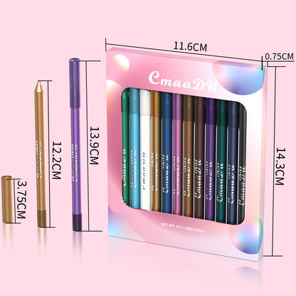 12 Colors Lying Silkworm Pen Eye Shadow Eyeliner Pen Waterproof Long Lasting