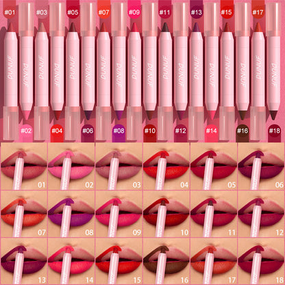 18-Color Matte Lip Pencil Gloss - Waterproof Long Lasting Smudge Proof Non-Stick