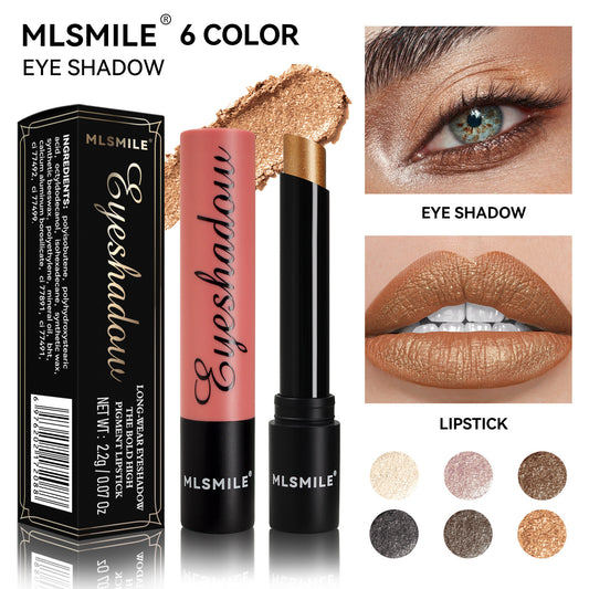 2in1 Lipstick & Eyeshadow Stick Waterproof Shimmer Easy Lazy Girl Makeup Glitter