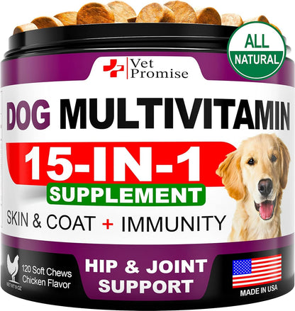 Dog Multivitamin Chews with Glucosamine for Joint, Immunity & Skin Health