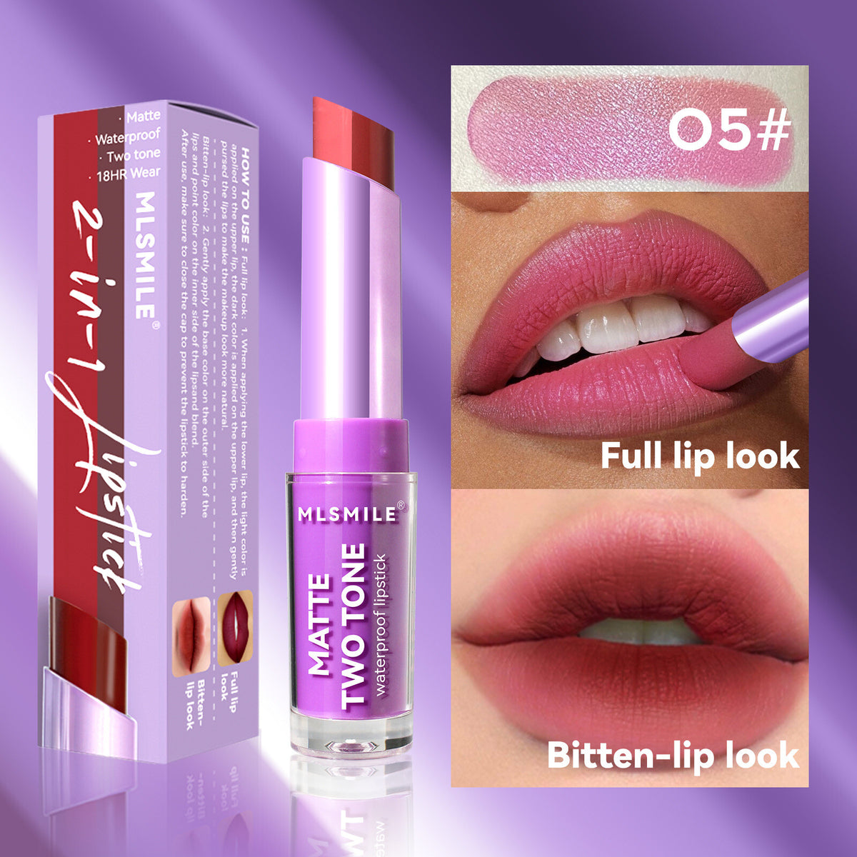 Lip Gloss Two-color Matte Lip Glaze Velvet Lipstick Waterproof Non-Stick Cup