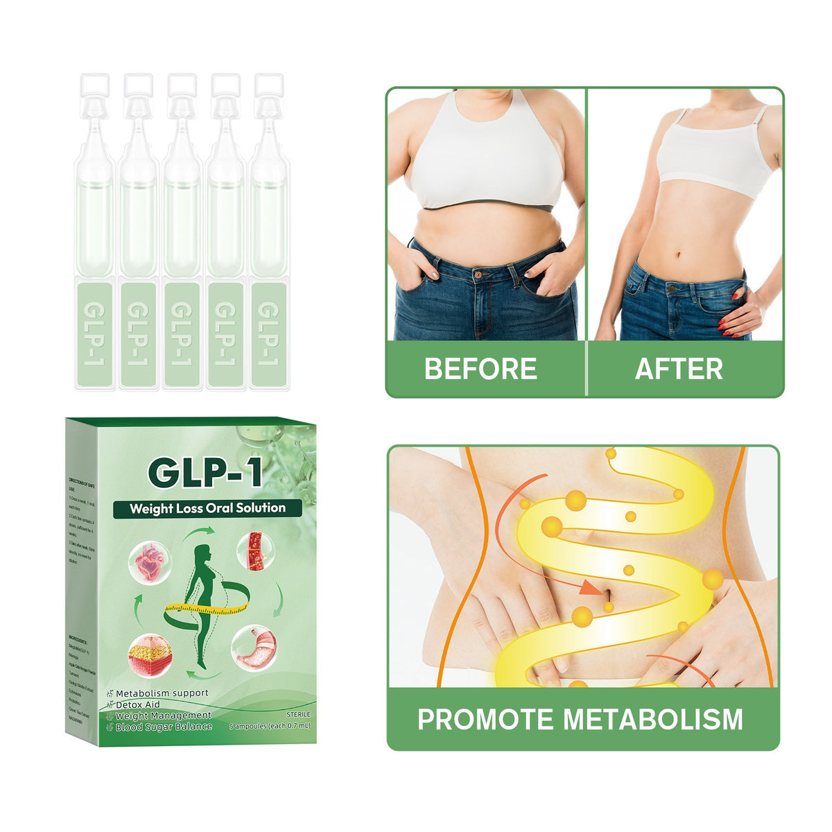 GLP - 1 Weight Loss Oral Solution - 6 Symptom Recovery Slimm-ing Drops NEW