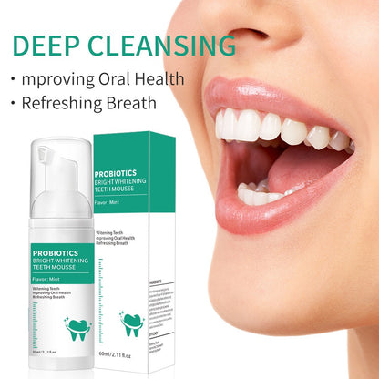 Mousse Whitening Foam Toothpaste - Mint Flavor, Freshens Breath, Fights Stains