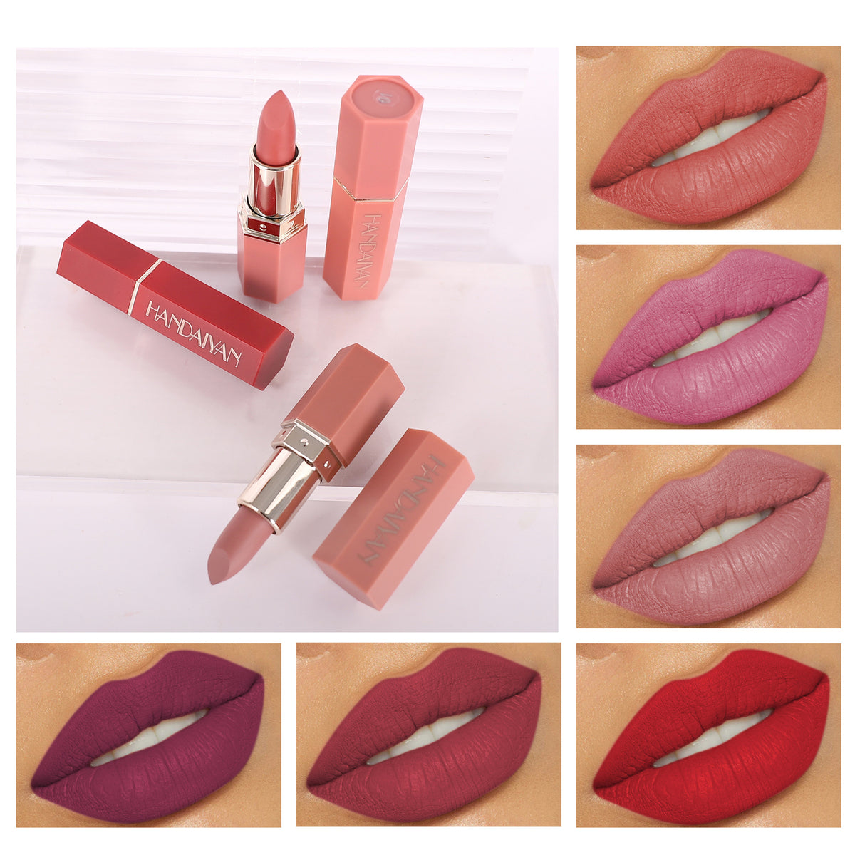 6 Colors Matte Lipstick Color Makeup Waterproof Moisturizing Long Lasting
