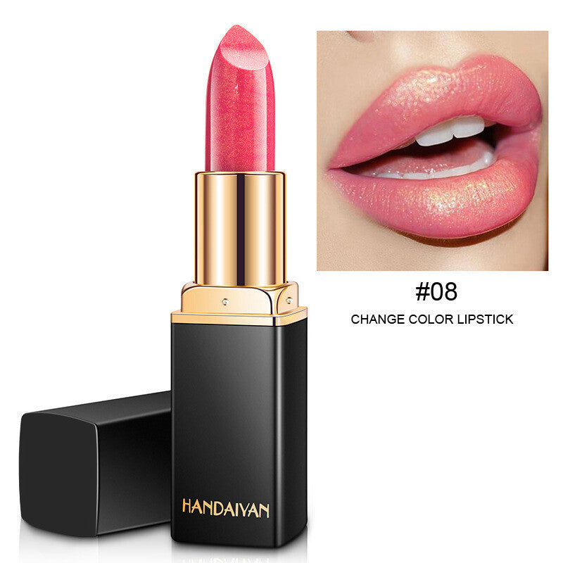 Color Changing Lipstick - Metallic Pearl Shimmer, Mood Lip Gloss Shiny Rose Gold