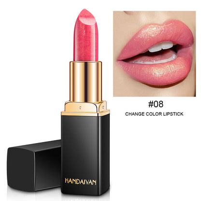 Color Changing Lipstick - Metallic Pearl Shimmer, Mood Lip Gloss Shiny Rose Gold