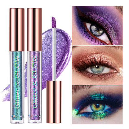 10-Color Diamond Liquid Eye Shadow Set - High Shine, Waterproof, Longwear