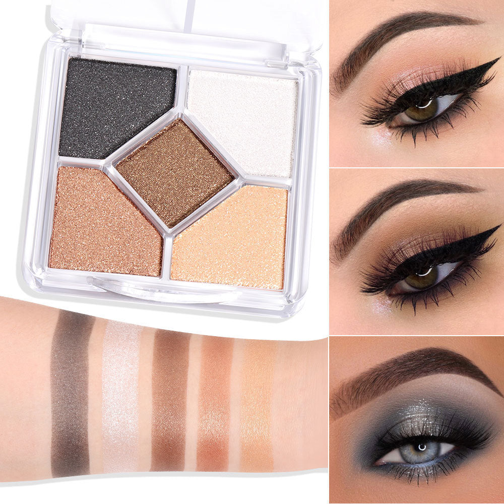5-Color Eye Shadow Palette - Matte & Shimmer, Blendable, No Fallout Eyeshadow