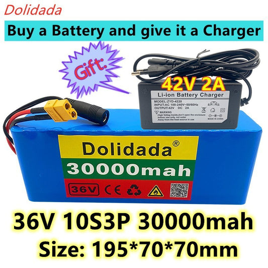 36V 30Ah Rechargeable Li-ion Battery for 500W High Power E-Bike/Motorcycle