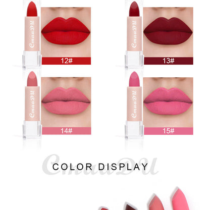 15-Color Matte Lipstick - Waterproof, Long-Lasting, Non-Stick Vegan