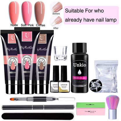 15ml Poly Nail Gel Kit 12in1 Nail Art Set Led Lamp Gel Varnish Quick Extension