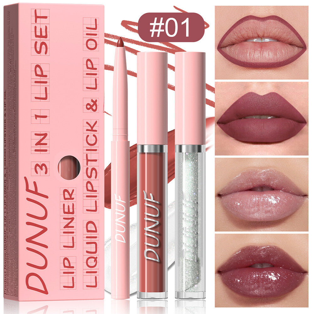 3-in-1 Lip Liner + Lips Gloss + Lip Oil 💄 Matte & Shimmer 🌸 Long Lasting
