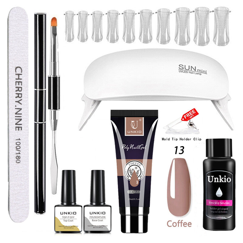 Poly Nail Gel Set with LED Lamp full Manicure Set Building for Nail Art Tool Kit