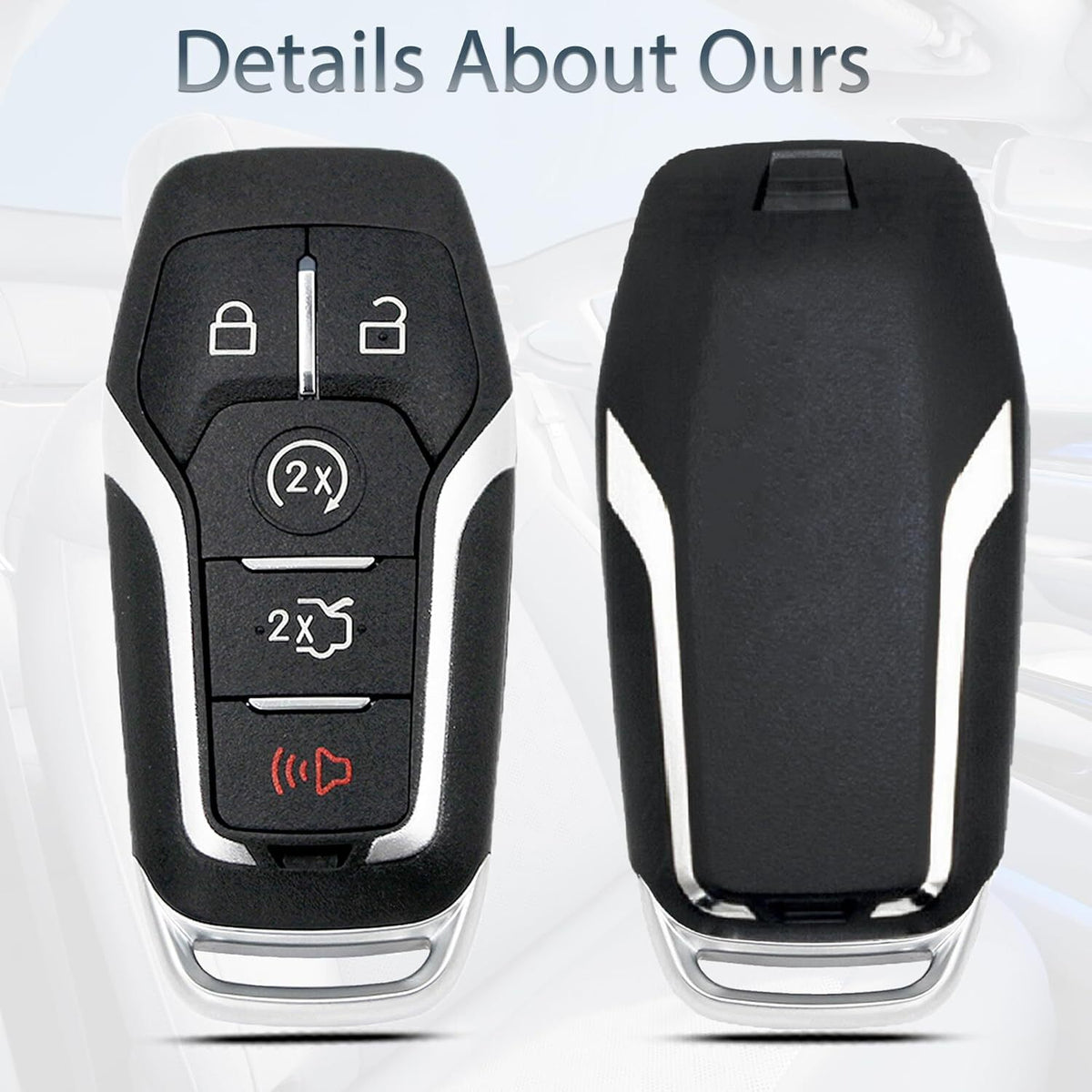 Key Fob Shell Case For Ford/Lincoln Replacement Fits 5 Button Pad Cover