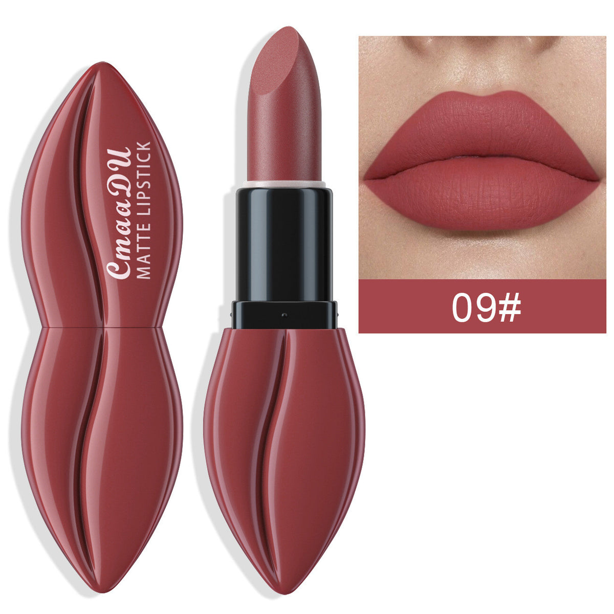 Matte Waterproof Lipstick & Lip Gloss - 10 Colors, Lip-Shaped Design