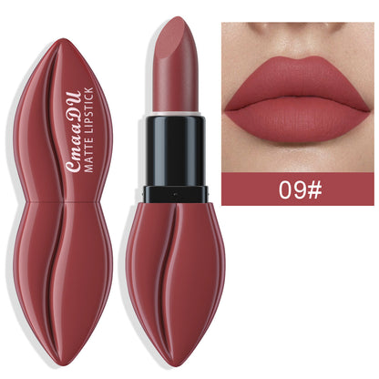 Matte Waterproof Lipstick & Lip Gloss - 10 Colors, Lip-Shaped Design