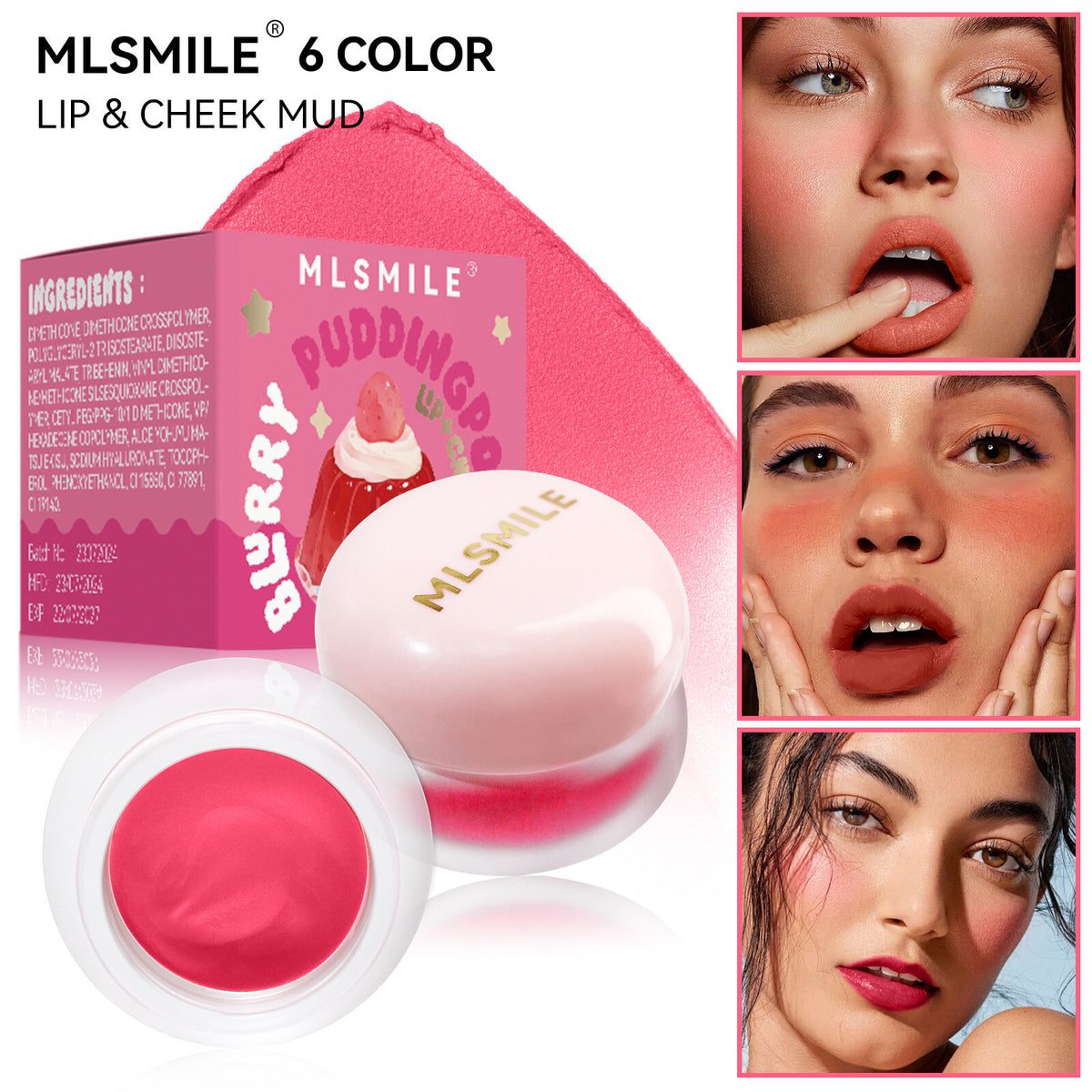 Matte Velvet Lip Gloss 6 Colors 2in1 Jelly lip mud powder blusher cream Lipstick