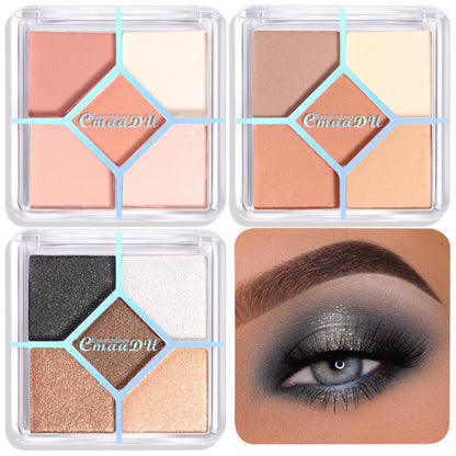 5-Color Eye Shadow Palette - Matte & Shimmer, Blendable, No Fallout Eyeshadow