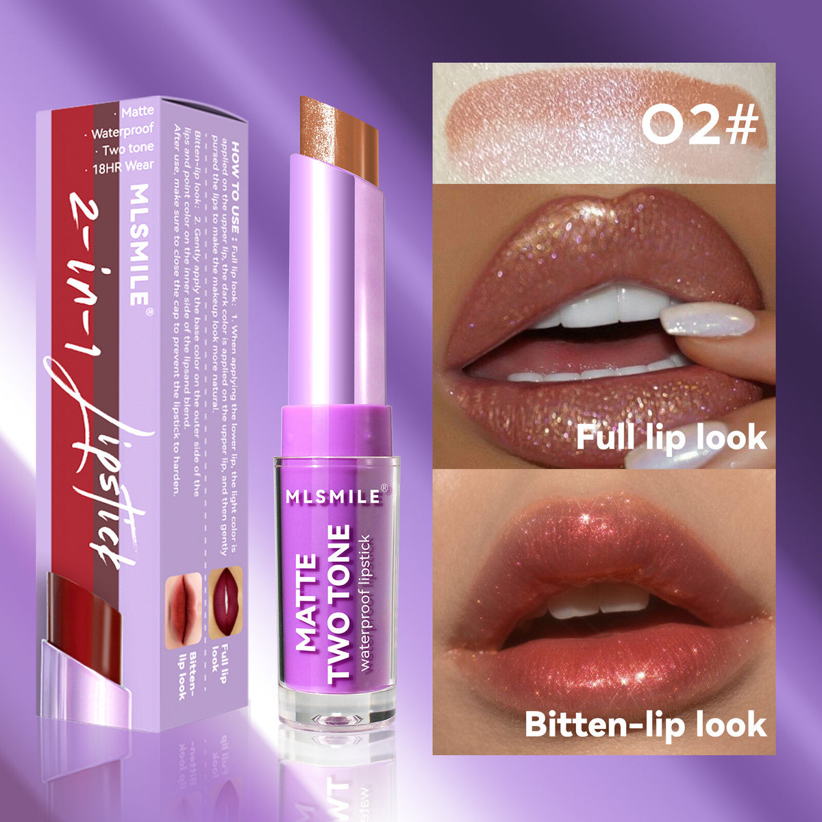 Two-Tone Lipstick Non Stick Cup Velvet Matte Lip Gloss Mineral Womens Lip Makeup