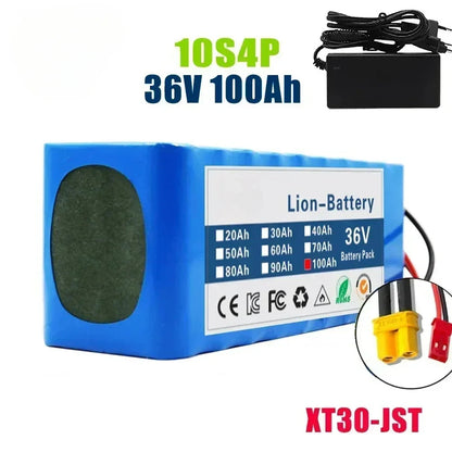 10S4P 36V 100Ah Rechargeable Batteries Li-ion Scooter Battery Pack for E-bike
