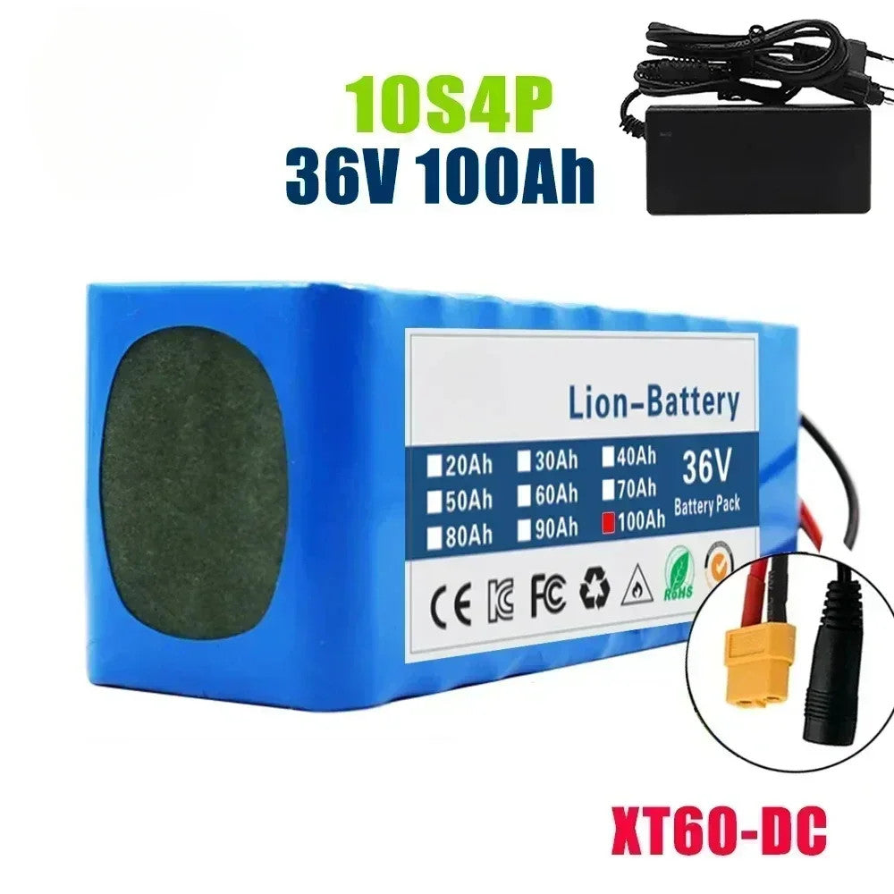 10S4P 36V 100Ah Rechargeable Batteries Li-ion Scooter Battery Pack for E-bike