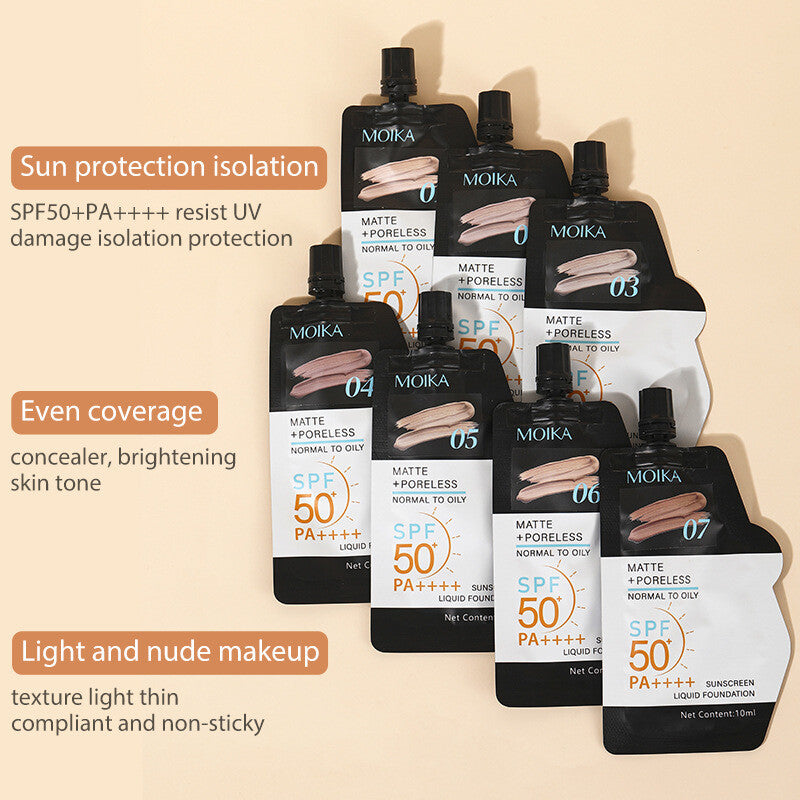 MOIKA 7 Color Perfect UV Sunscreen Skincare Milk Foundation 50+ PA++++ 10ml